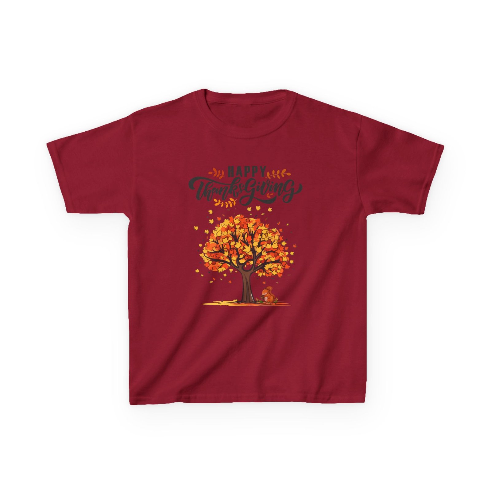 Matching C-Happy Thanksgiving Kids Tee, Tree, Leaves and Squirrel Design - Image 77