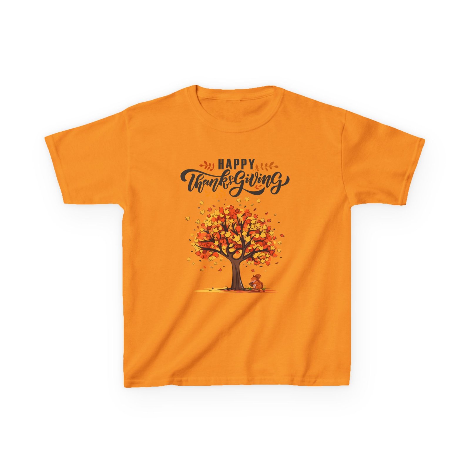 Matching C-Happy Thanksgiving Kids Tee, Tree, Leaves and Squirrel Design - Image 9
