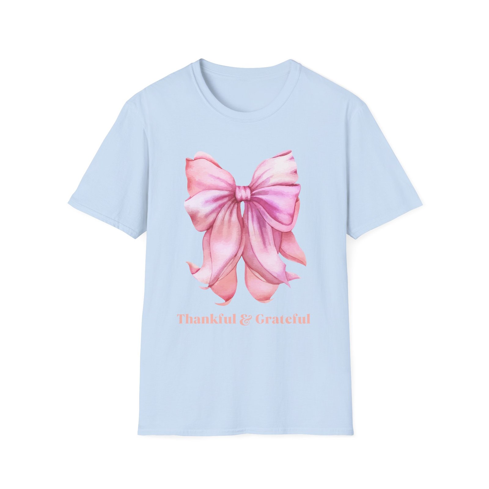 Thankful & Grateful Bow T-Shirt, Unisex Softstyle Tee, Thanksgiving Gift, Fall Apparel, Cute Casual Wear, Gratitude Shirt - Image 29