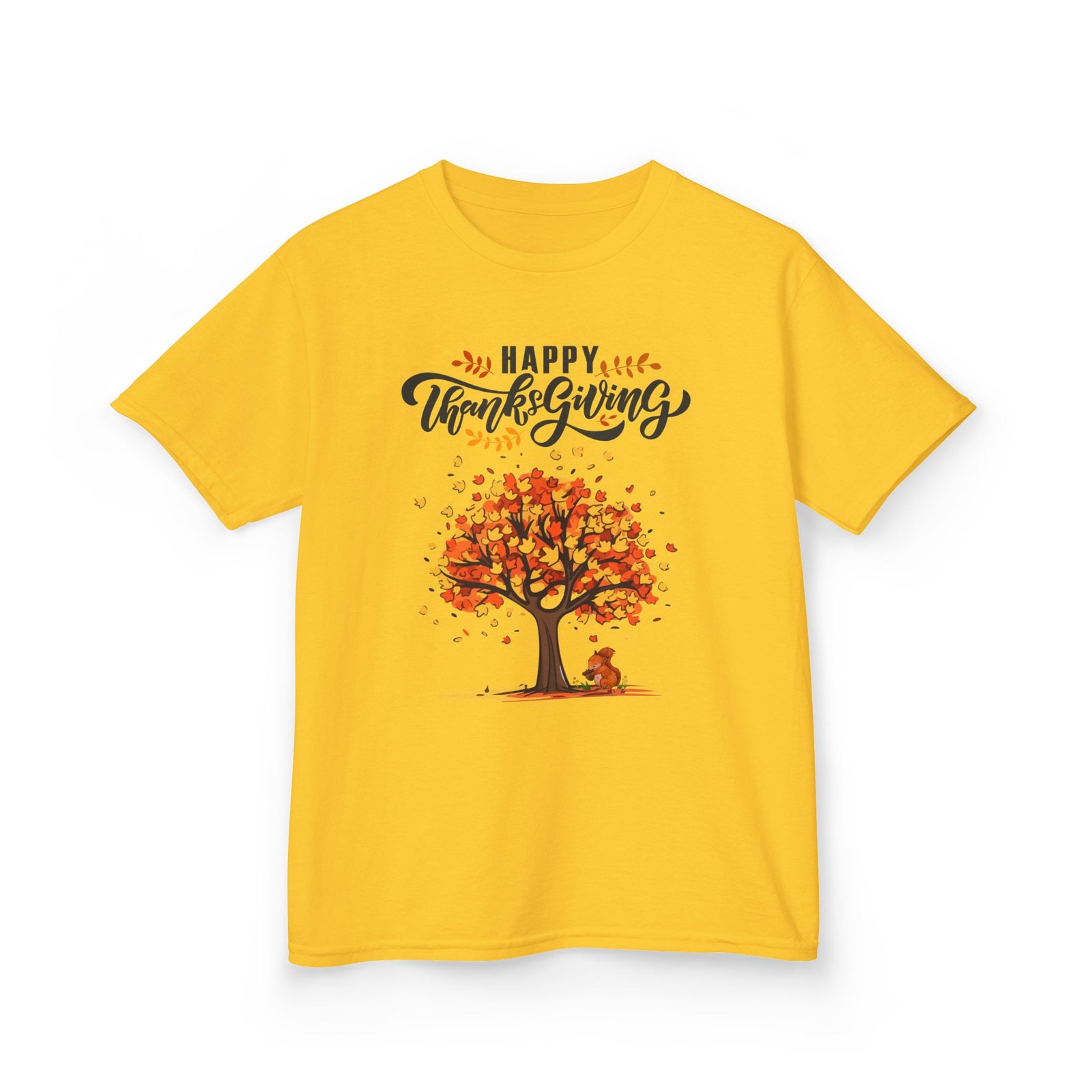 Matching C-Happy Thanksgiving Kids Tee, Tree, Leaves and Squirrel Design - Image 31