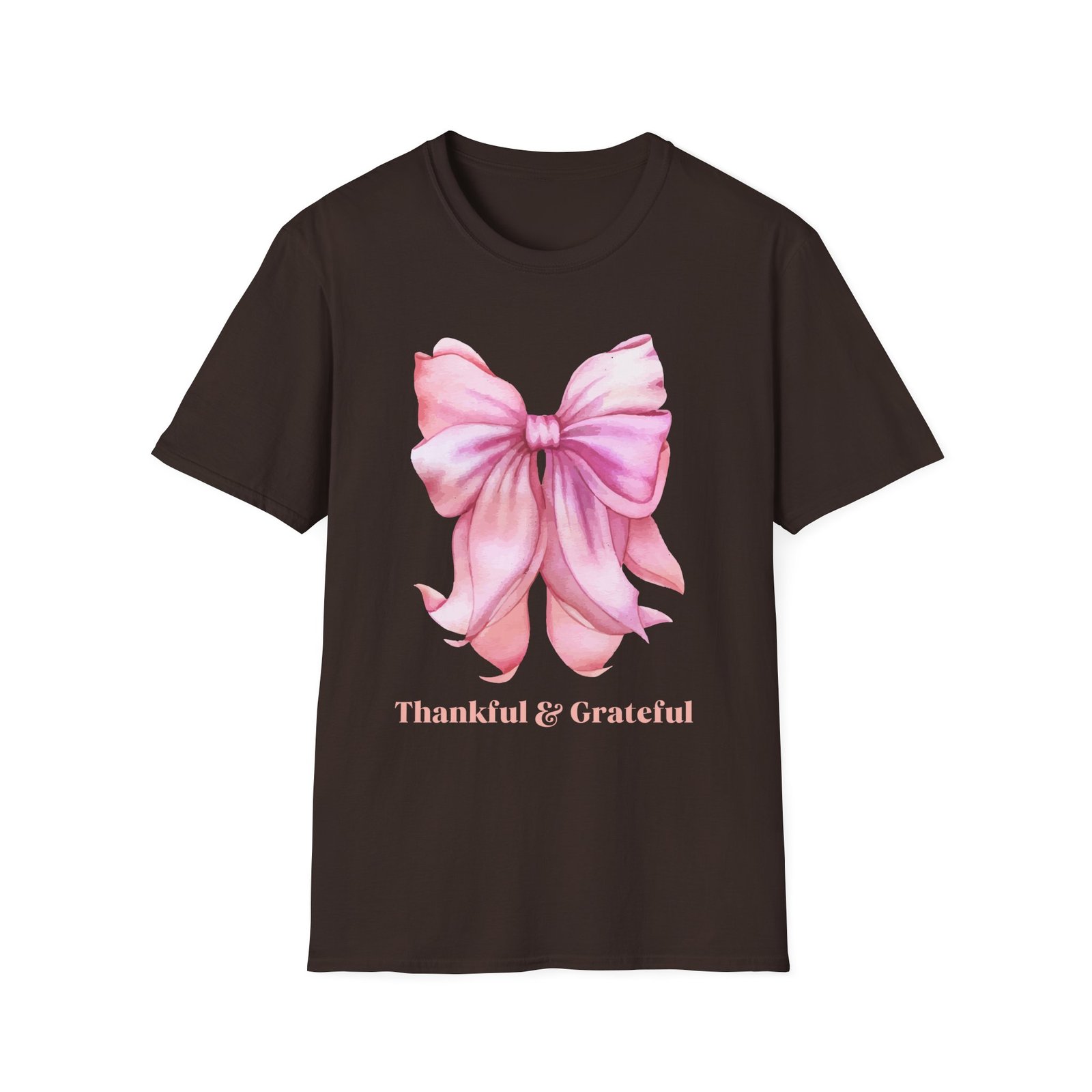 Thankful & Grateful Bow T-Shirt, Unisex Softstyle Tee, Thanksgiving Gift, Fall Apparel, Cute Casual Wear, Gratitude Shirt - Image 13