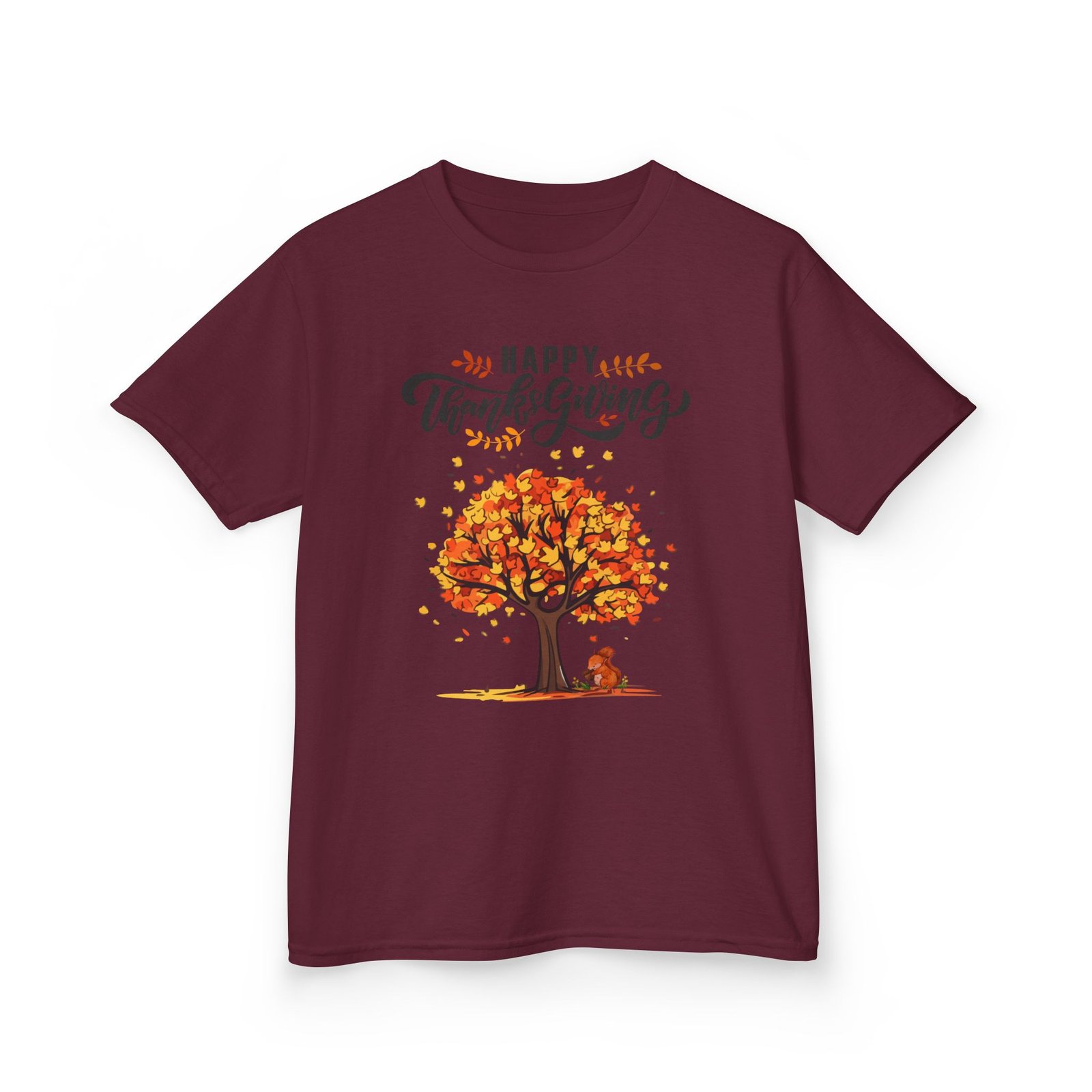 Matching C-Happy Thanksgiving Kids Tee, Tree, Leaves and Squirrel Design - Image 27