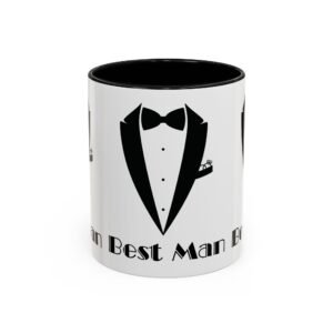 Best Man Accent Coffee Mug 11/15 oz, Groom’s Gift, Wedding Party Favor, Unique Best Man Gift, Black and White Coffee Cup