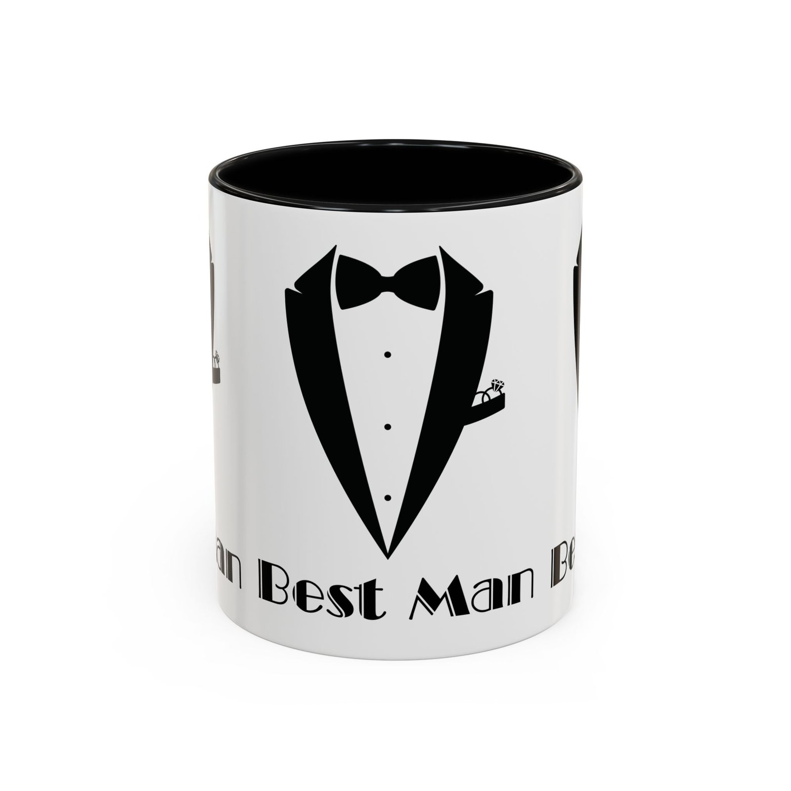 Best Man Accent Coffee Mug 11/15 oz, Groom’s Gift, Wedding Party Favor, Unique Best Man Gift, Black and White Coffee Cup