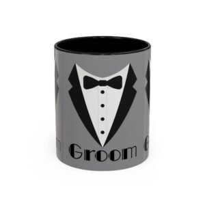 Groom Coffee Mug, Wedding Gift, Groomsmen Party Mug, Black and White Accent Mug, Engagement Celebration