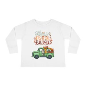 Matching B-Toddler Long Sleeve Tee - "Grateful & Blessed" Fall Vibes T-Shirt, Kids Autumn Tee, Thanksgiving Outfit, Cute Toddler Gift, Seasonal Shirt