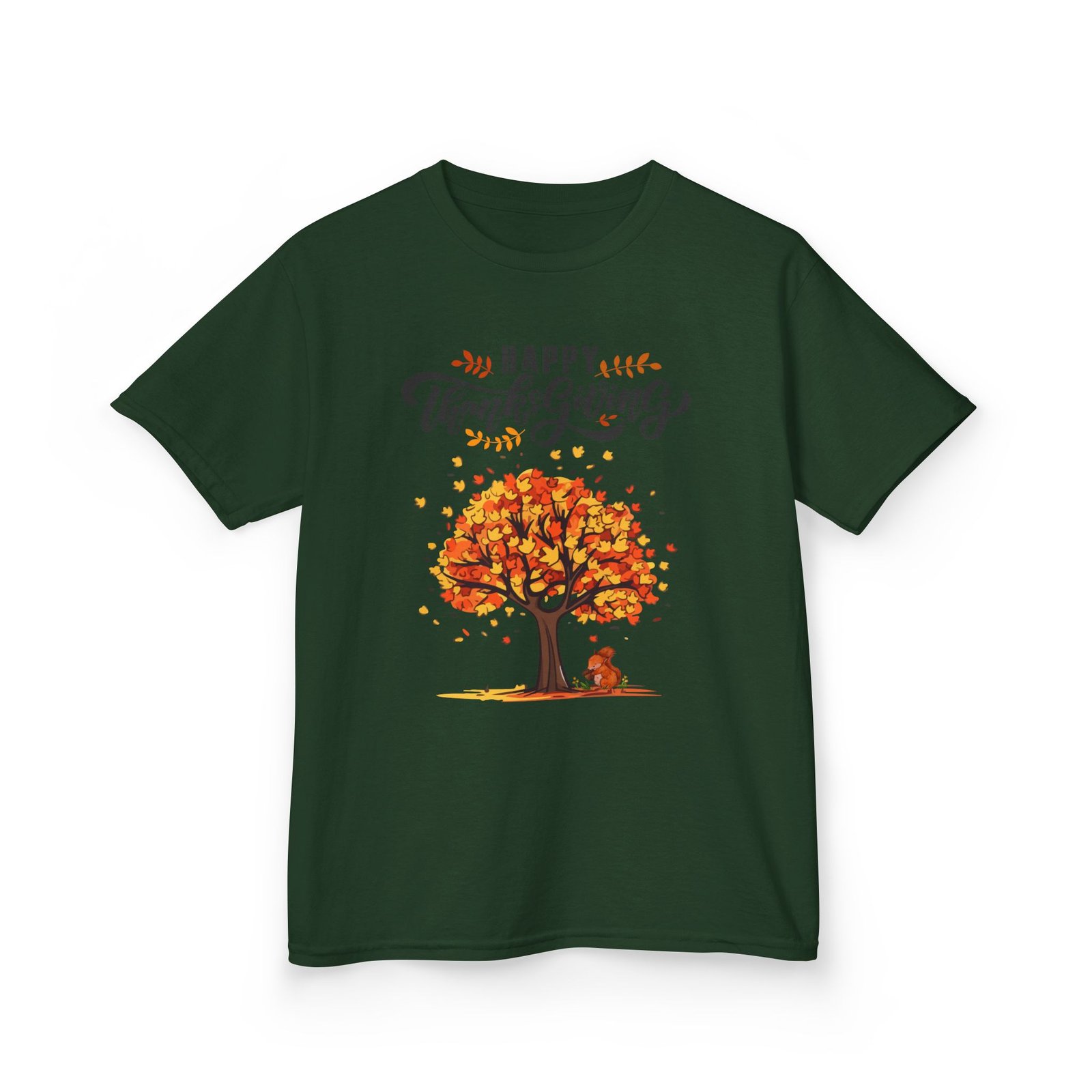 Matching C-Happy Thanksgiving Kids Tee, Tree, Leaves and Squirrel Design - Image 39