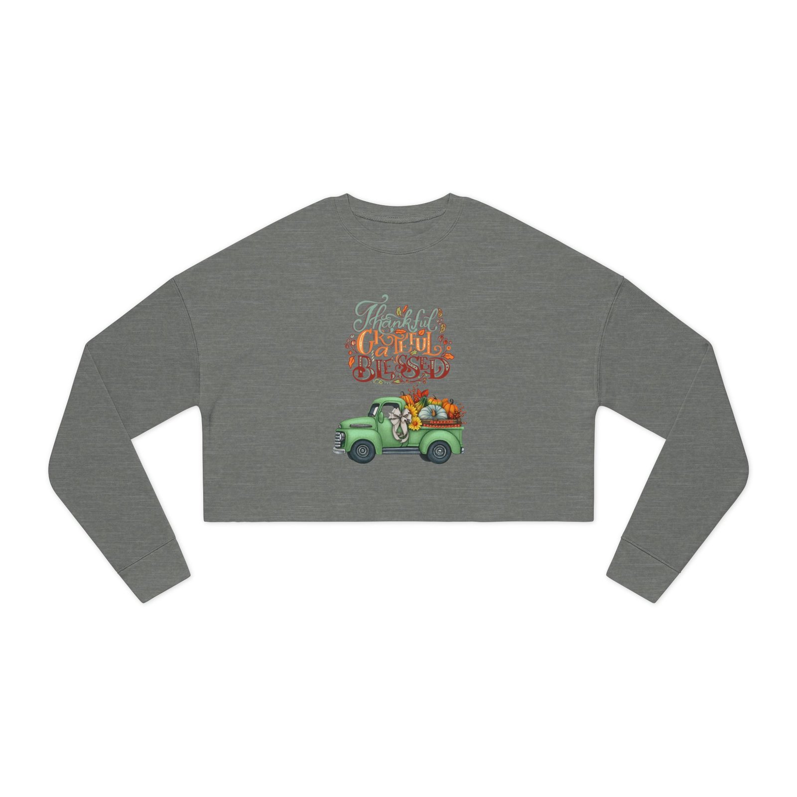 Matching B-Thankful,grateful, blessed Vibes Cropped Sweatshirt with Pumpkin Truck, Women's Fall Apparel, Cozy Sweatshirt, Different design upon request - Image 5