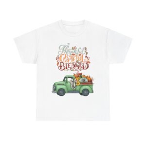 Matching B-Thankful Grateful Blessed Tee, Unisex Heavy Cotton T-Shirt, Fall Apparel, Thanksgiving Shirt, Casual Wear, Gift for Friends