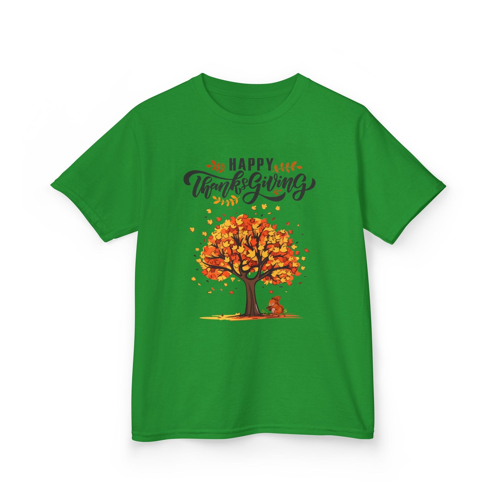 Matching C-Happy Thanksgiving Kids Tee, Tree, Leaves and Squirrel Design - Image 43