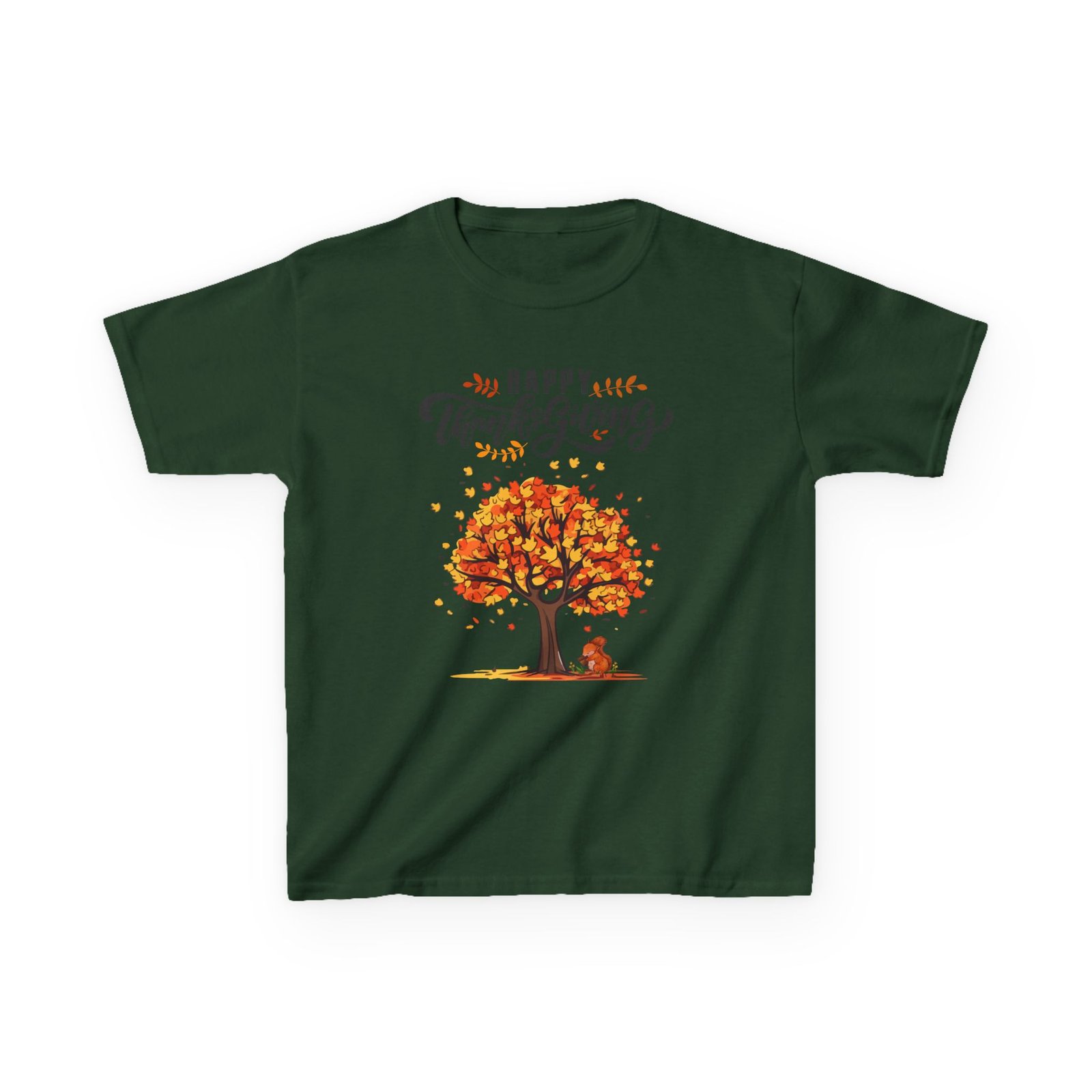 Matching C-Happy Thanksgiving Kids Tee, Tree, Leaves and Squirrel Design - Image 37