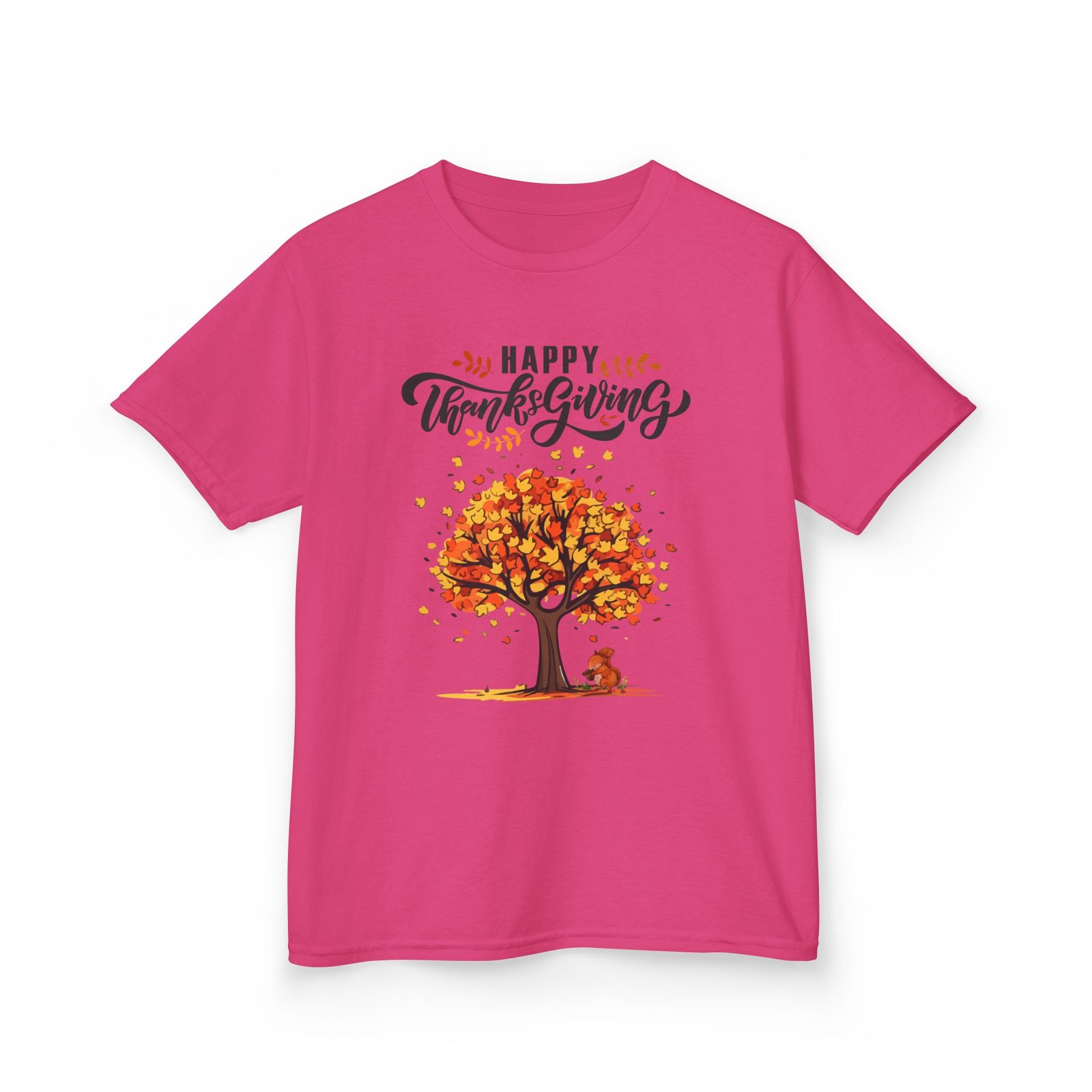Matching C-Happy Thanksgiving Kids Tee, Tree, Leaves and Squirrel Design - Image 71