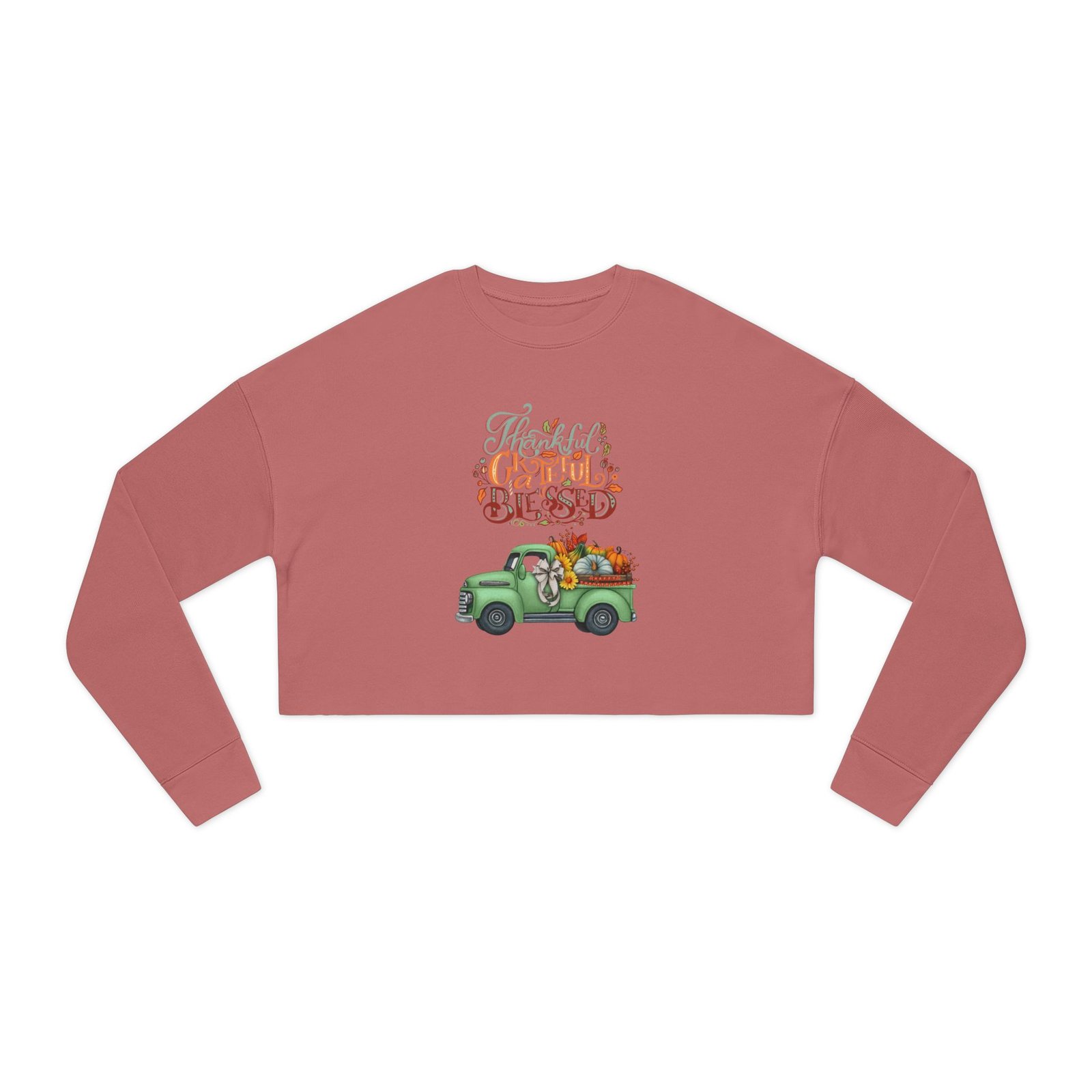 Matching B-Thankful,grateful, blessed Vibes Cropped Sweatshirt with Pumpkin Truck, Women's Fall Apparel, Cozy Sweatshirt, Different design upon request