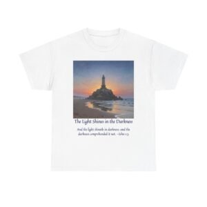 Light in Darkness Unisex Cotton Tee-inspired by impressionist, Inspirational Shirt, Bible Verse Tee, Faith-Based Apparel, Perfect Gift for All Occasions