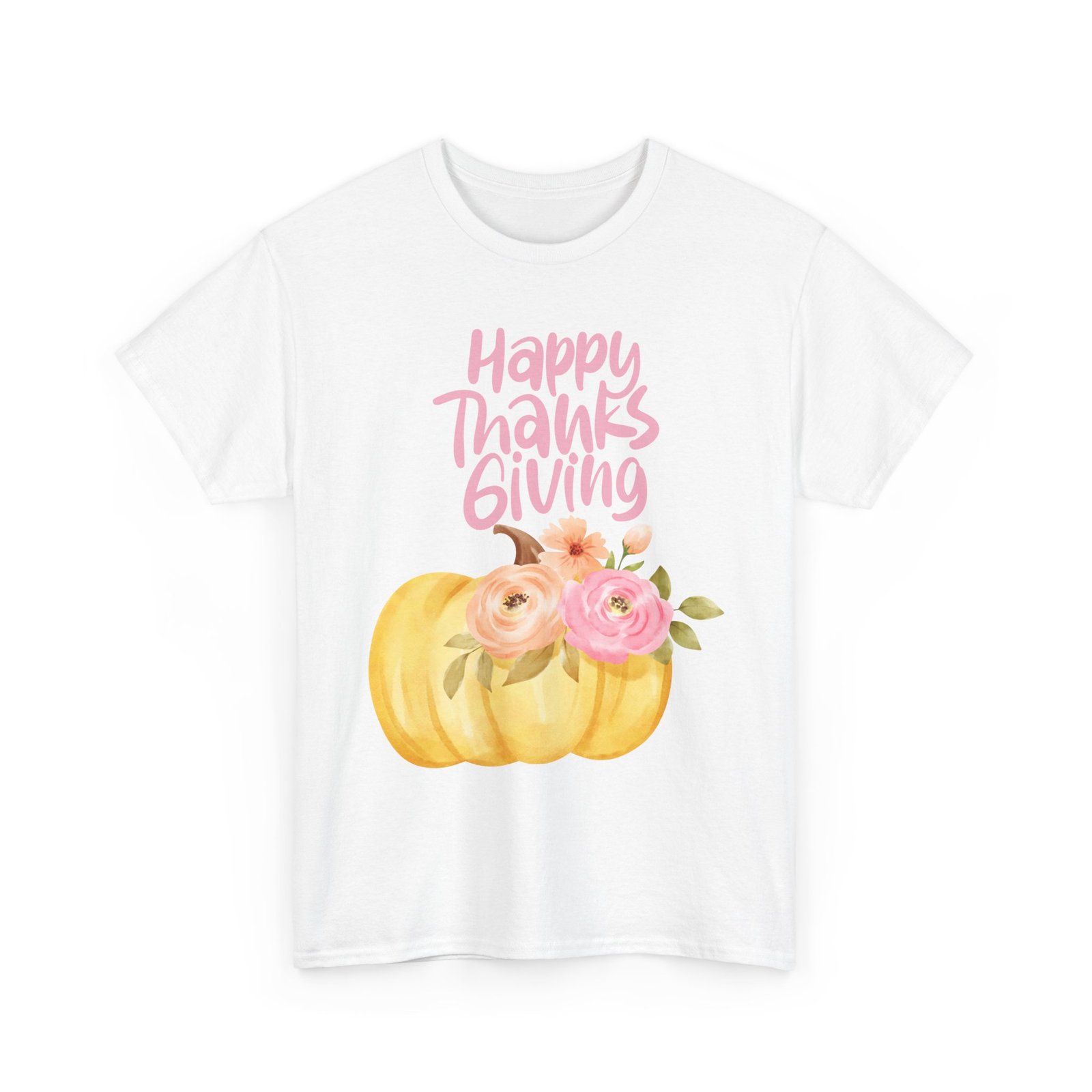 Thanksgiving Floral Tee, Holiday Shirt, Fall Fashion, Gifts for Her, Pumpkin T-Shirt, Autumn Apparel, Friendsgiving Outfit - Image 3