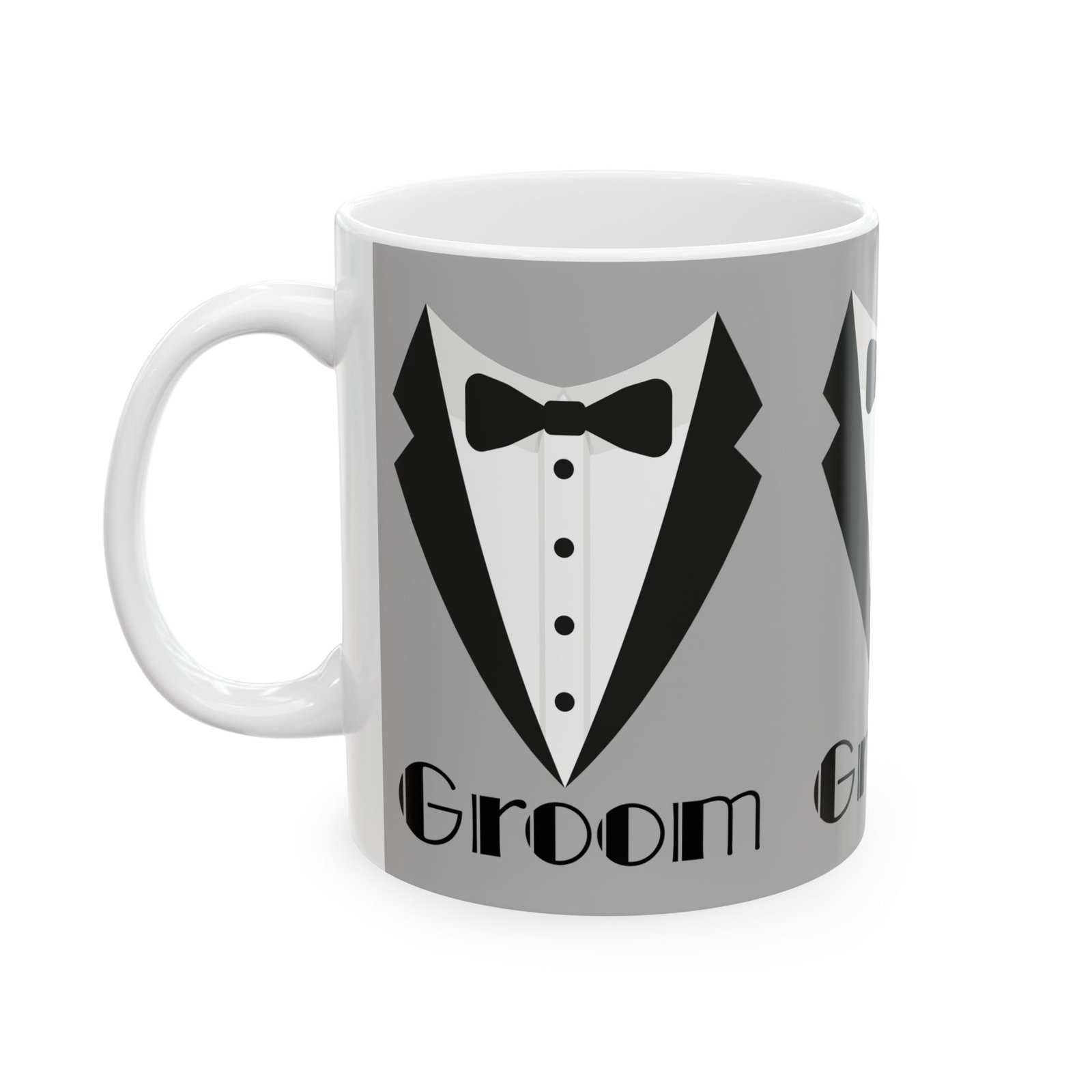 Groom Tuxedo Mug 11 oz | Wedding Gift, Groomsmen Proposal, Bridal Shower, Anniversary, Engagement Celebration - Image 3