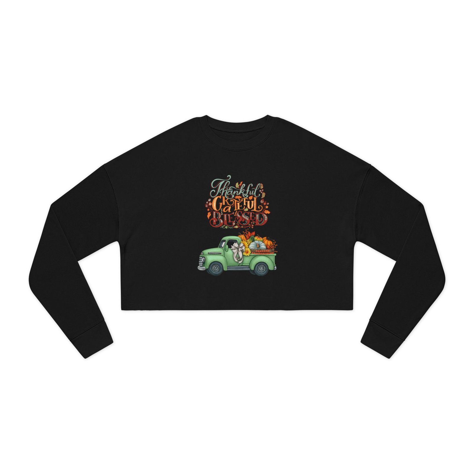Matching B-Thankful,grateful, blessed Vibes Cropped Sweatshirt with Pumpkin Truck, Women's Fall Apparel, Cozy Sweatshirt, Different design upon request - Image 9