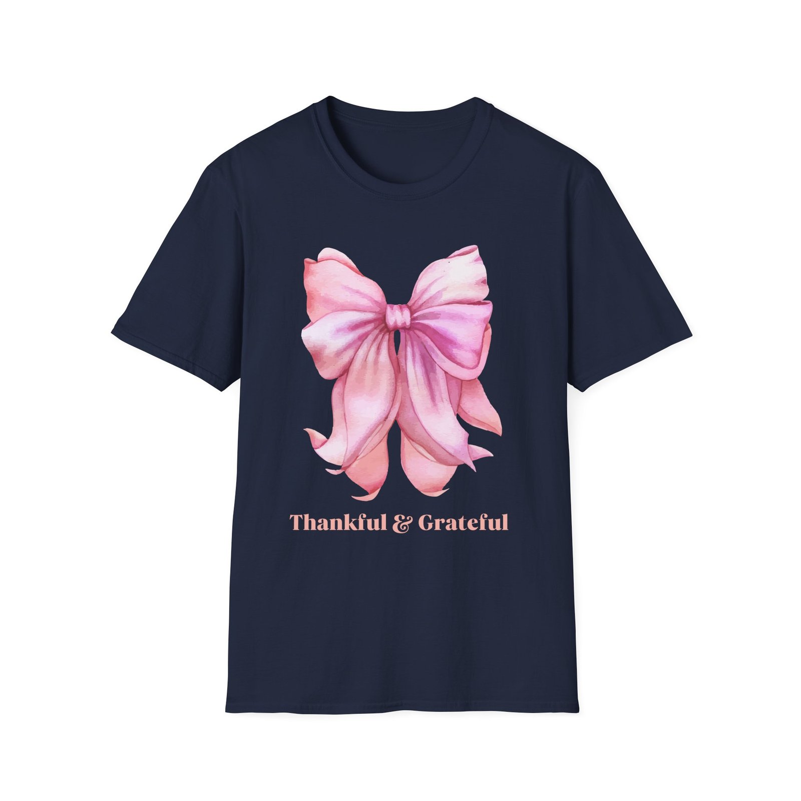 Thankful & Grateful Bow T-Shirt, Unisex Softstyle Tee, Thanksgiving Gift, Fall Apparel, Cute Casual Wear, Gratitude Shirt - Image 37