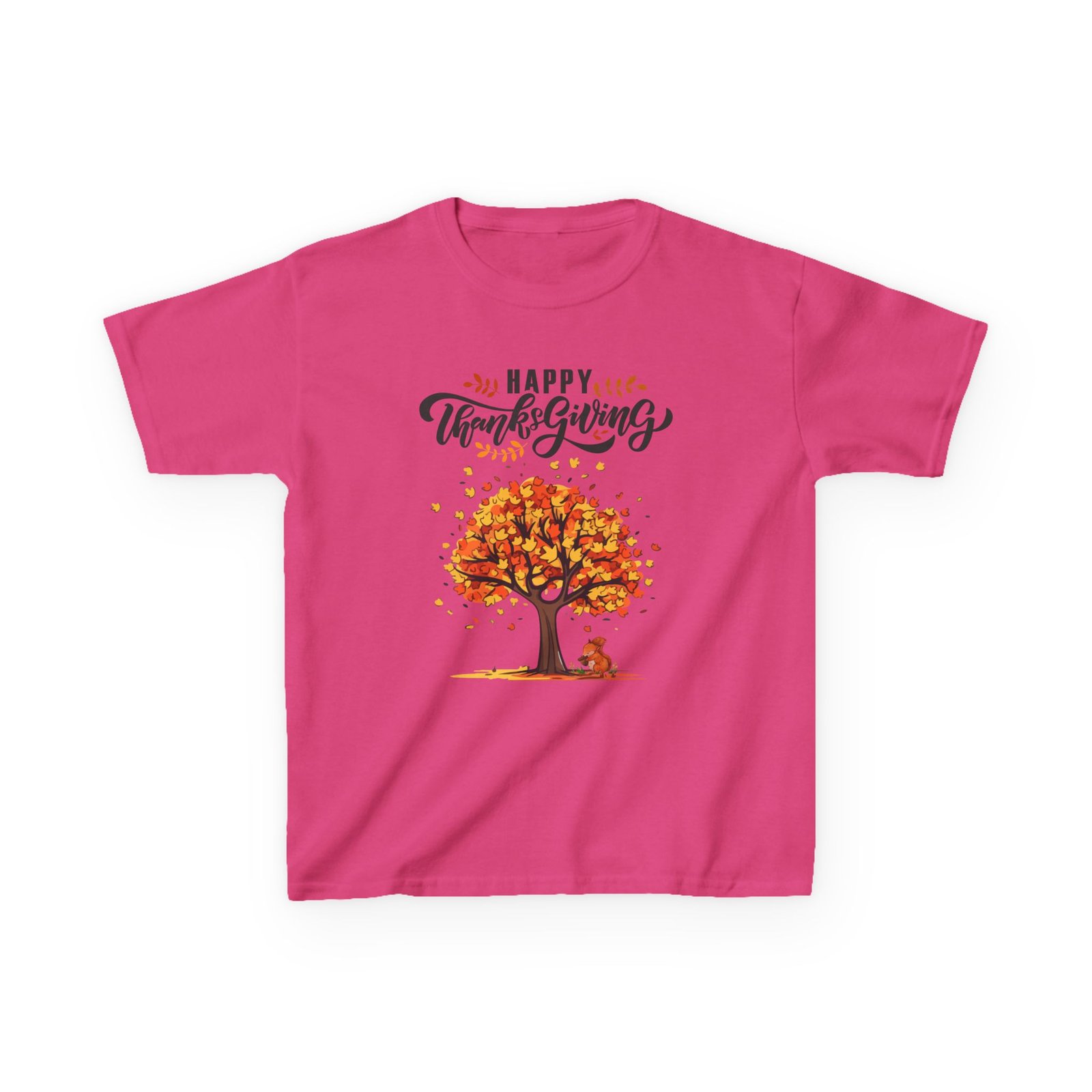 Matching C-Happy Thanksgiving Kids Tee, Tree, Leaves and Squirrel Design - Image 69
