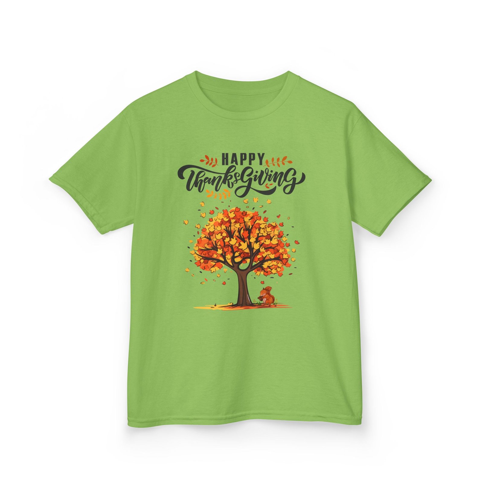 Matching C-Happy Thanksgiving Kids Tee, Tree, Leaves and Squirrel Design - Image 35