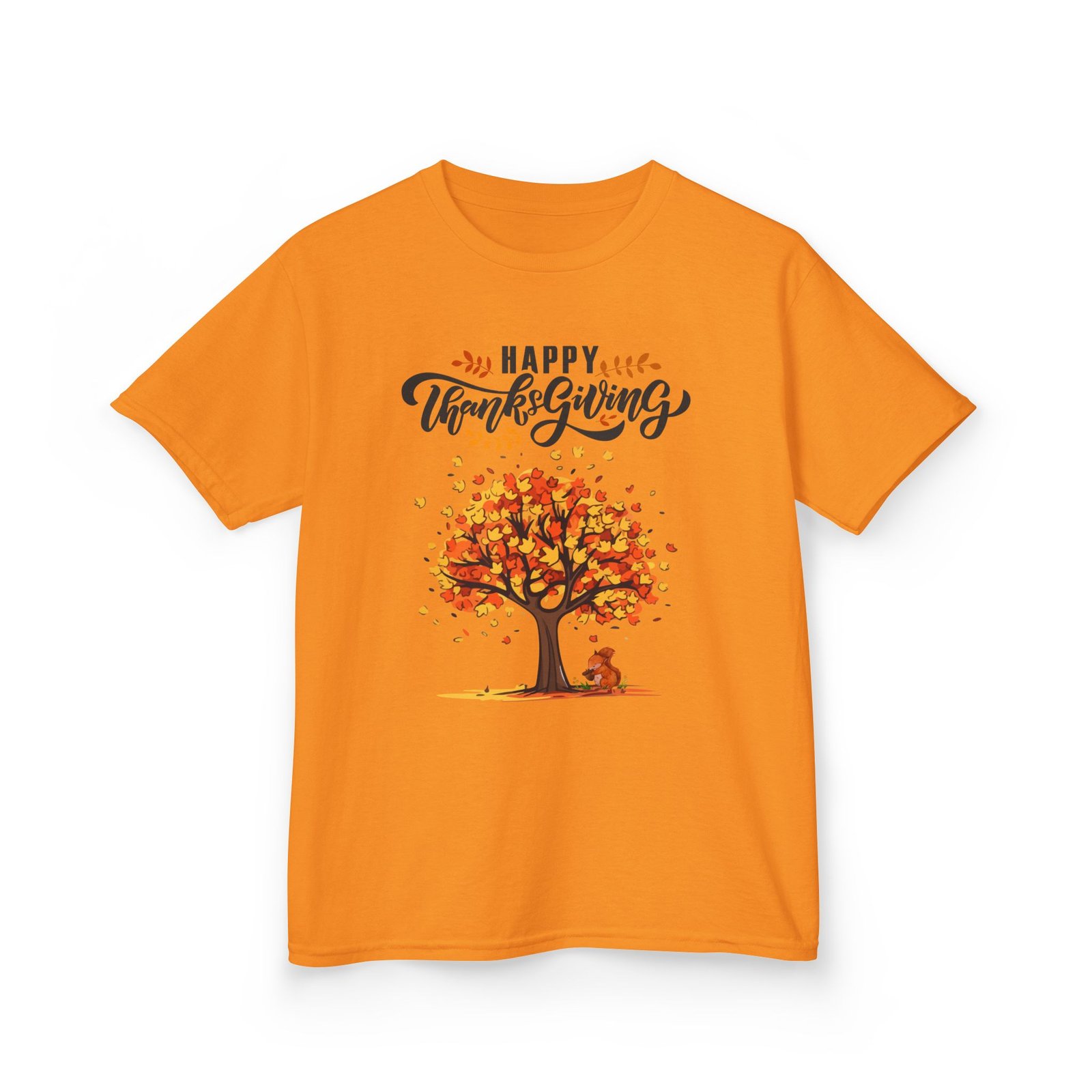 Matching C-Happy Thanksgiving Kids Tee, Tree, Leaves and Squirrel Design - Image 11