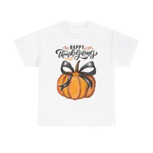 Thanksgiving Pumpkin Tee, Unisex Heavy Cotton T-Shirt, Fall Shirt, Autumn Fashion, Gift for Thanksgiving, Seasonal Apparel