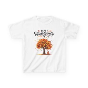 Matching C-Happy Thanksgiving Kids Tee, Tree, Leaves and Squirrel Design