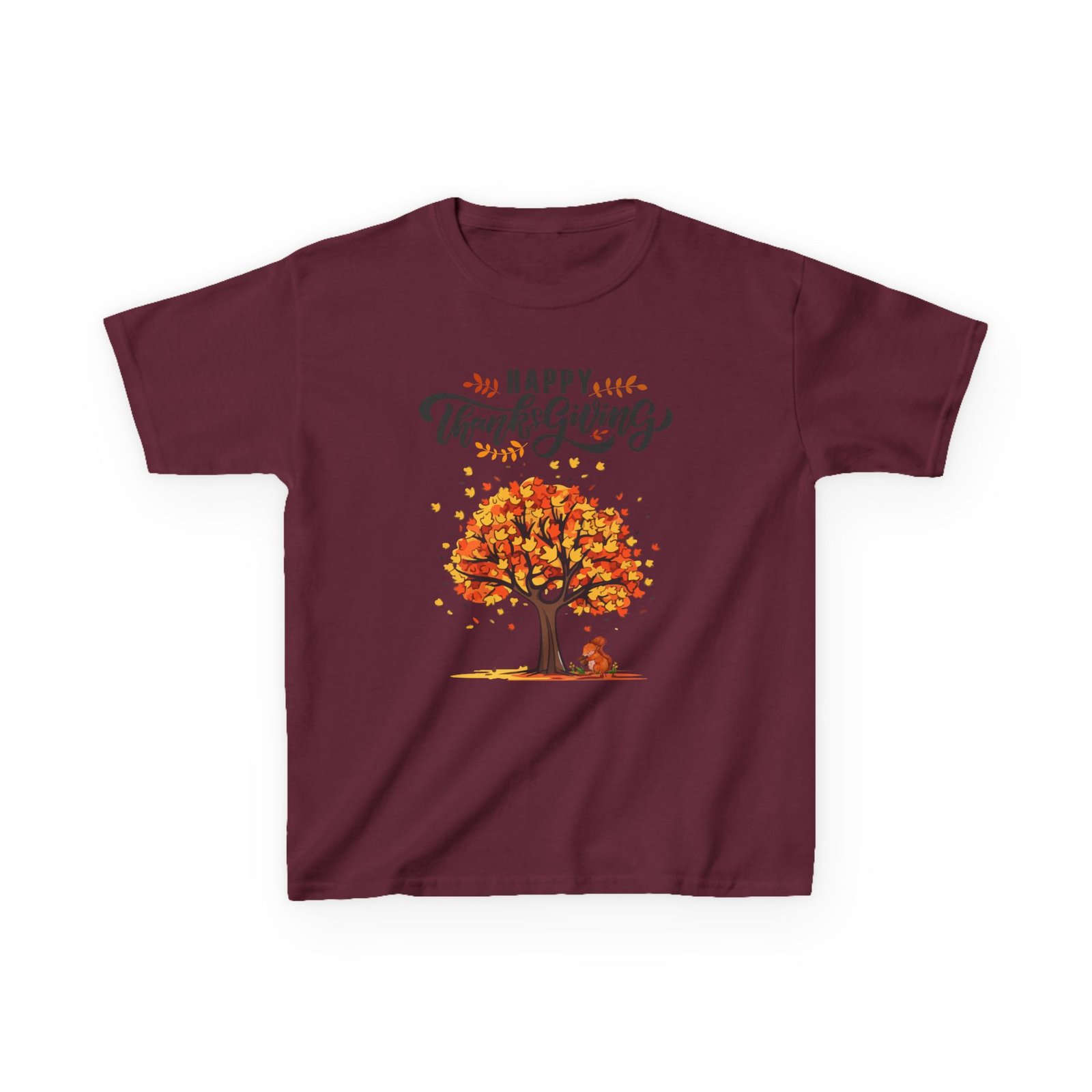 Matching C-Happy Thanksgiving Kids Tee, Tree, Leaves and Squirrel Design - Image 25