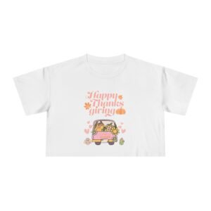 Matching E-Thanksgiving Women's Crop Tee, Casual T-Shirt, Fall Fashion, Thanksgiving Gift, Cute Thanksgiving Apparel