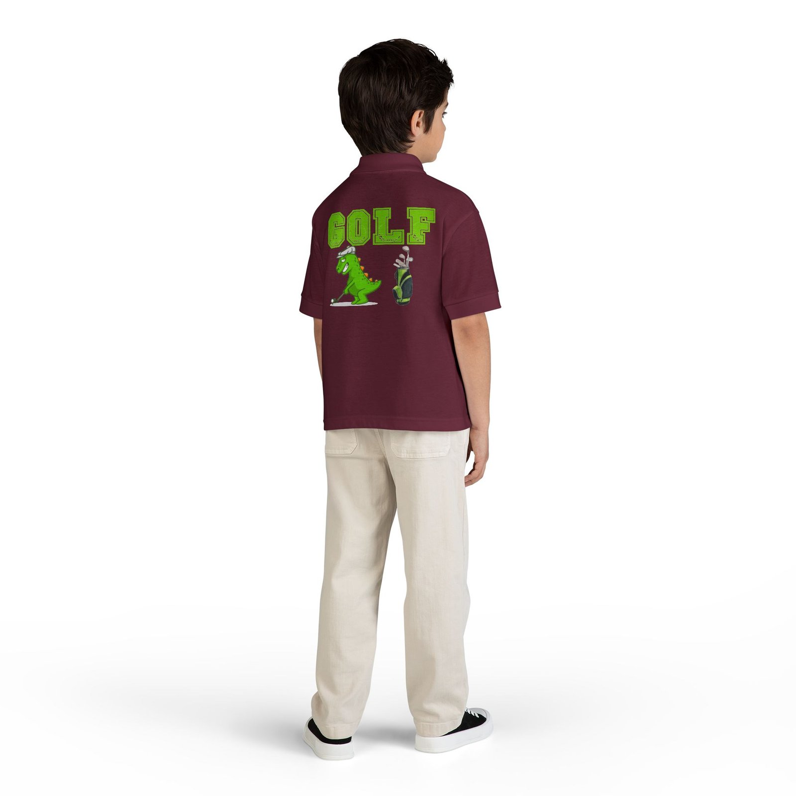 Kids' Golf Polo with Dinosaur Design - Image 32