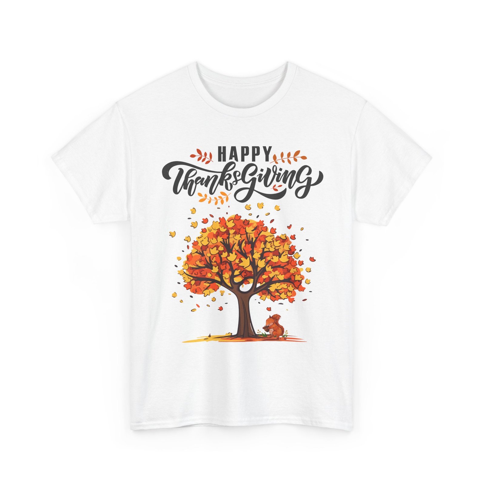 Matching C-Happy Thanksgiving Tree Unisex Tee, Autumn Shirt, Holiday Apparel, Fall Fashion, Seasonal Gift - Image 3