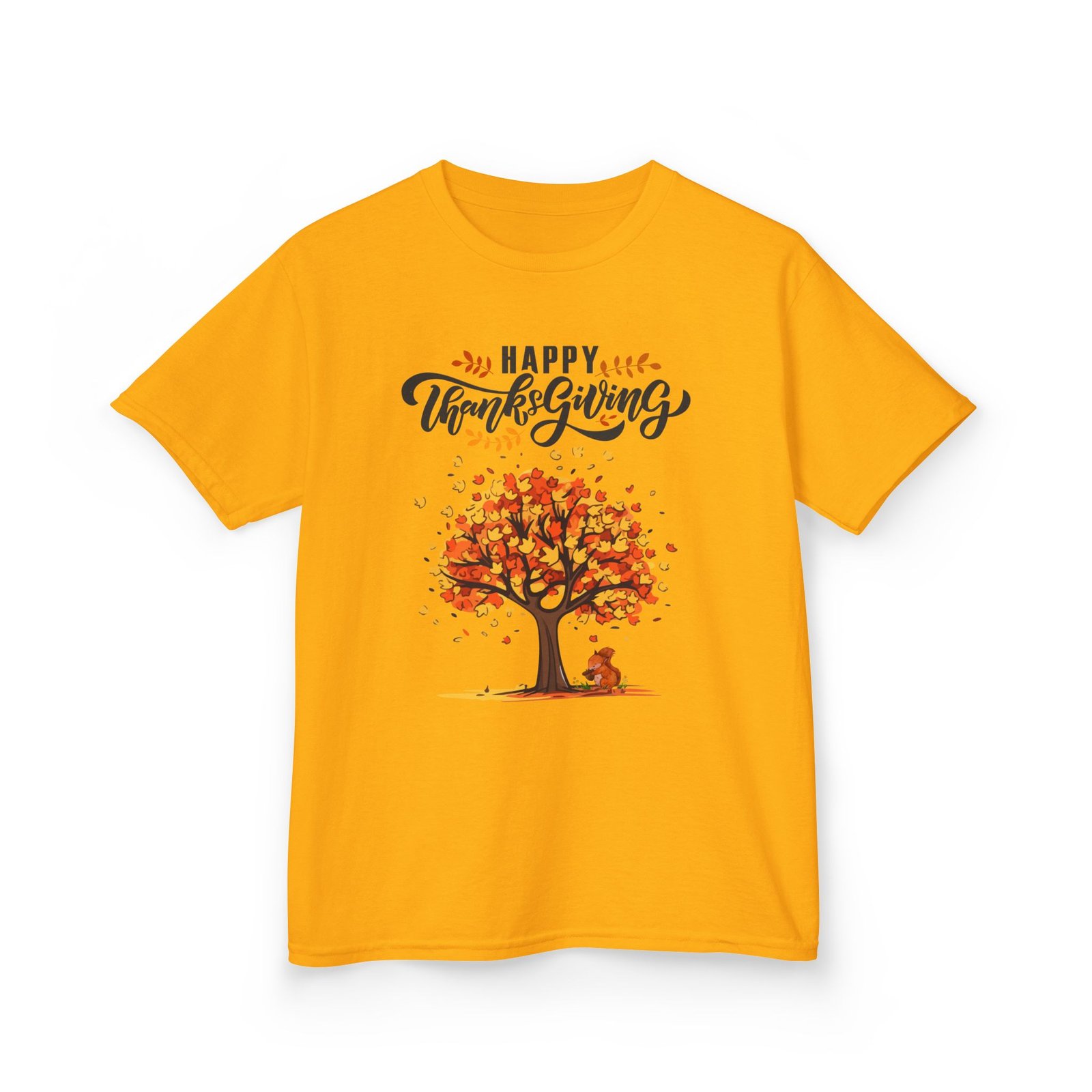 Matching C-Happy Thanksgiving Kids Tee, Tree, Leaves and Squirrel Design - Image 15