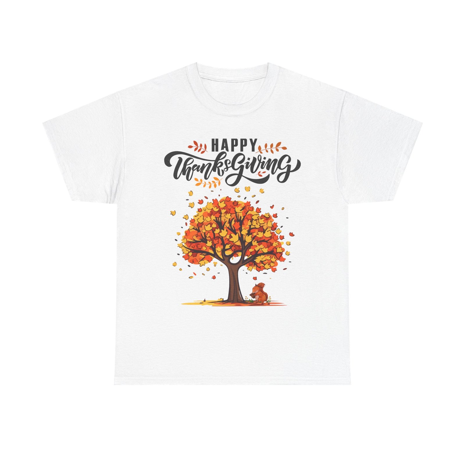 Matching C-Happy Thanksgiving Tree Unisex Tee, Autumn Shirt, Holiday Apparel, Fall Fashion, Seasonal Gift