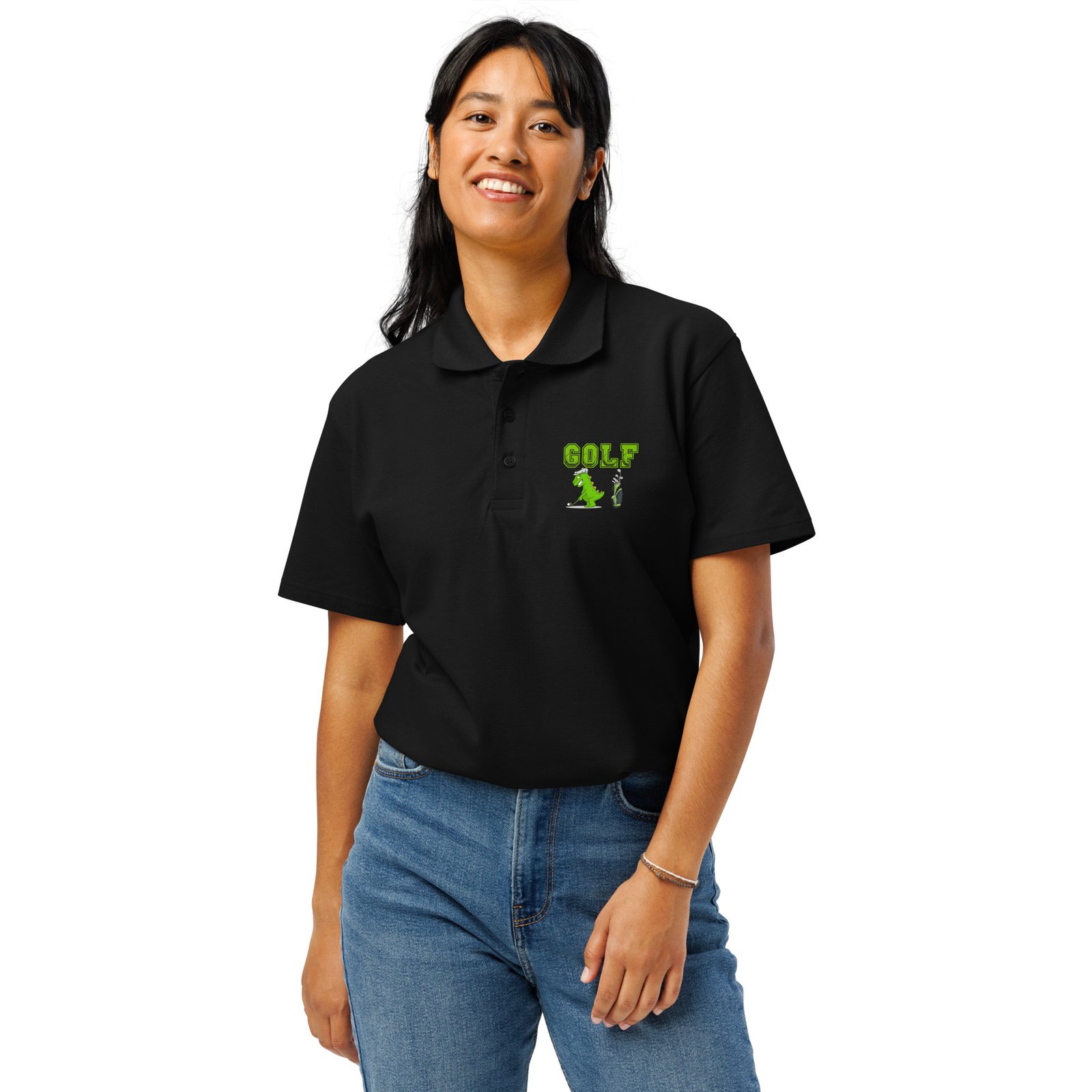 Golf Dino Premium Pique Polo Shirt - Image 43