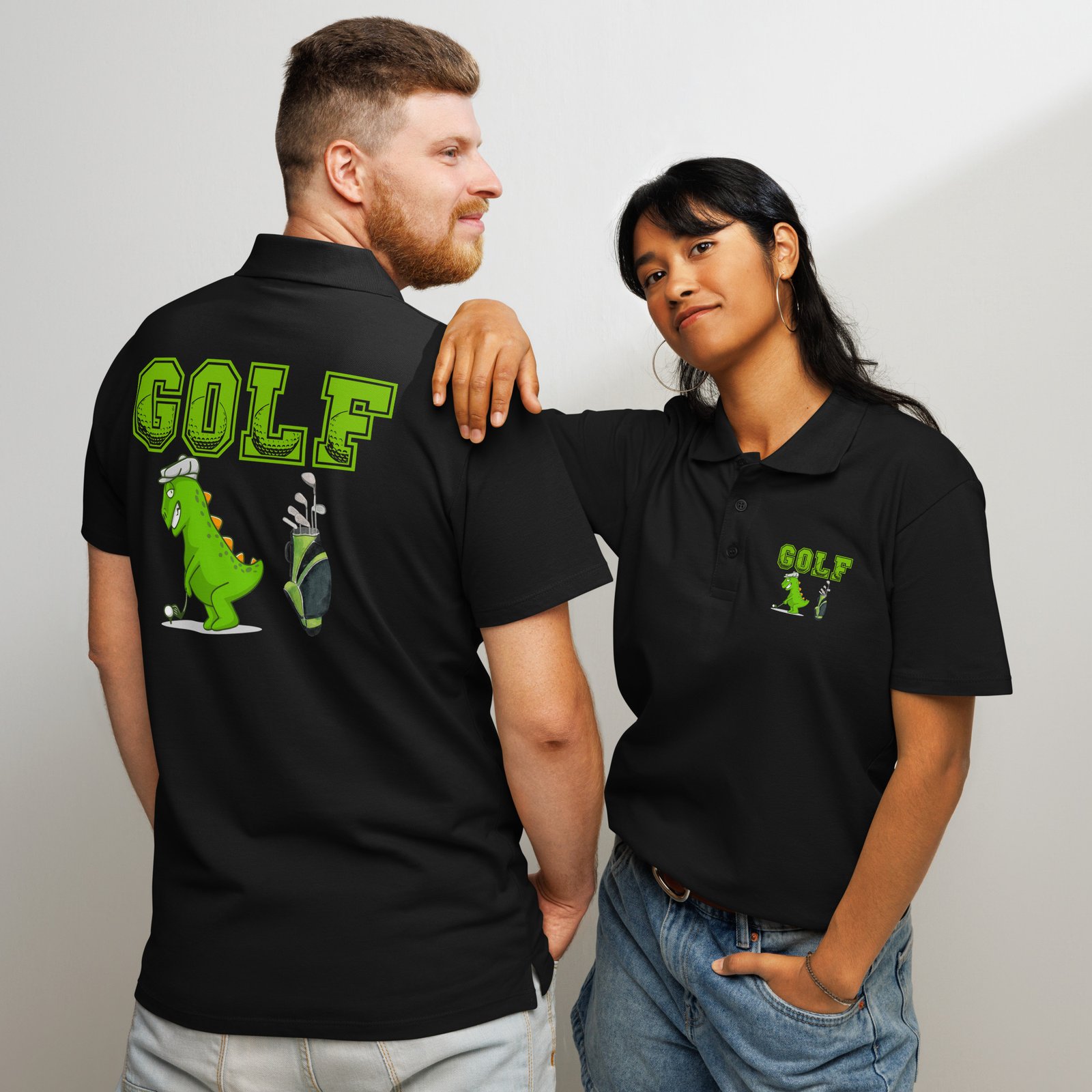 Golf Dino Premium Pique Polo Shirt - Image 57