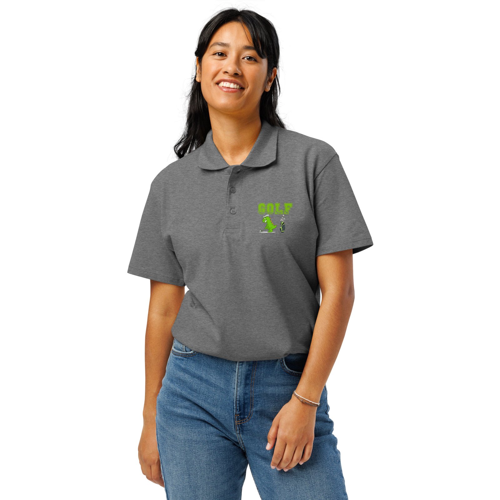 Golf Dino Premium Pique Polo Shirt - Image 47
