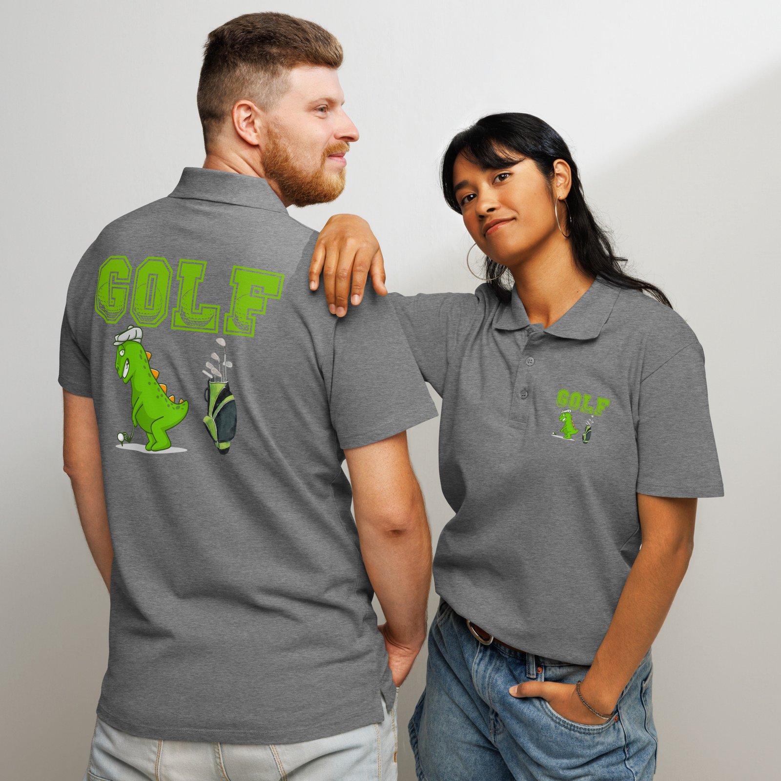 Golf Dino Premium Pique Polo Shirt - Image 61