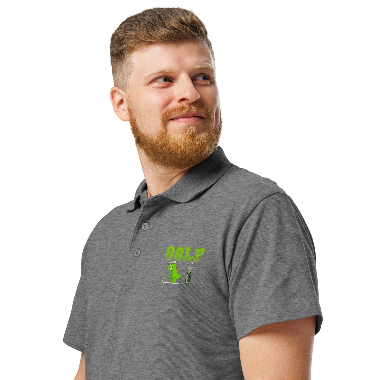 Golf Dino Premium Pique Polo Shirt - Image 40