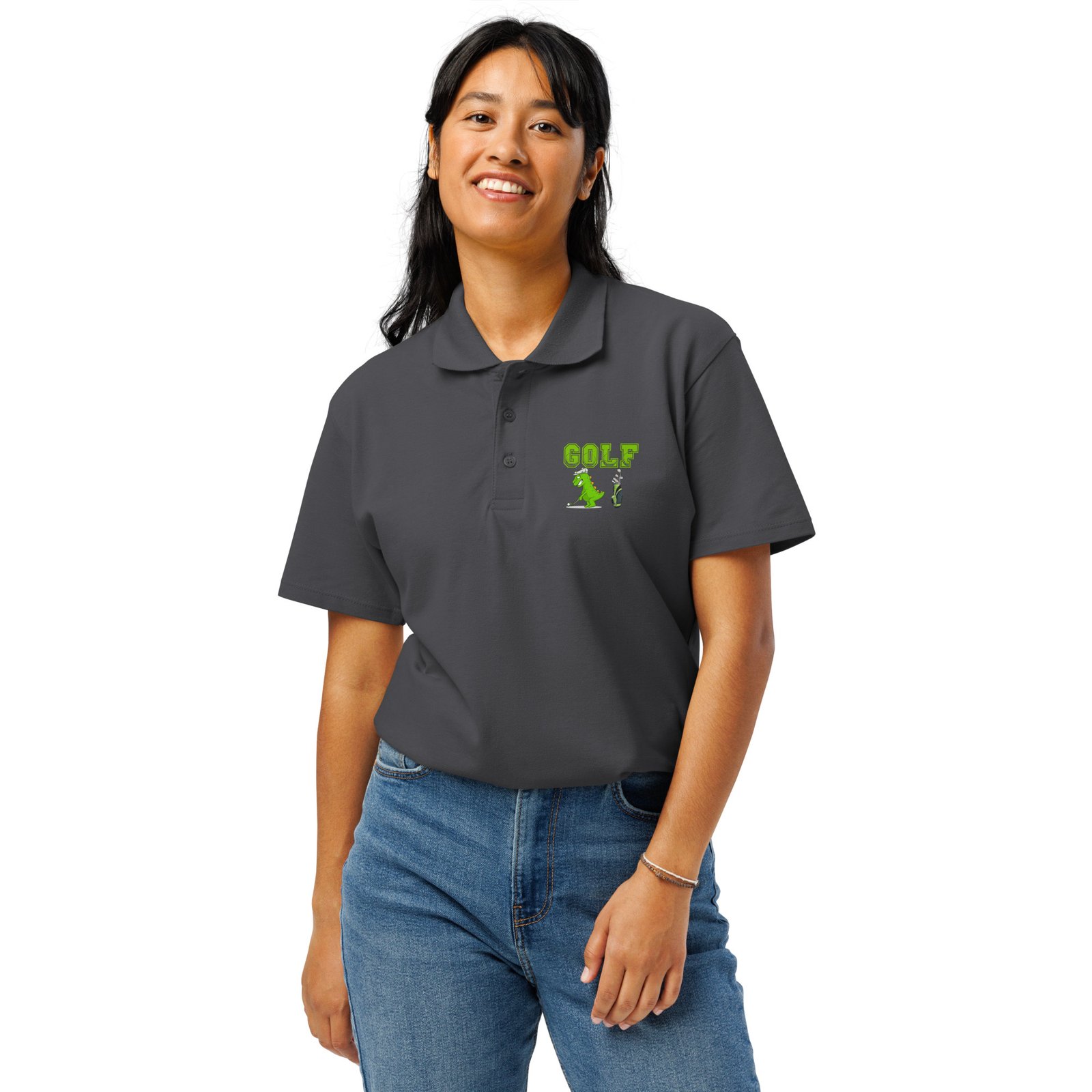Golf Dino Premium Pique Polo Shirt - Image 46