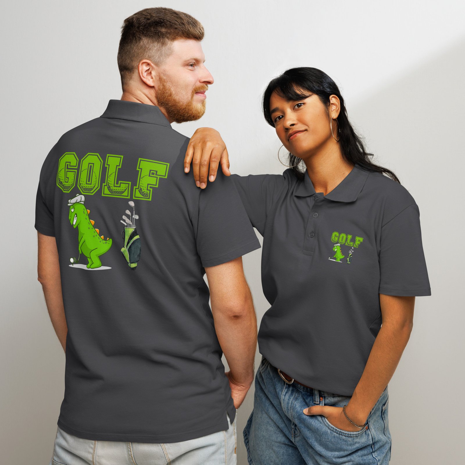 Golf Dino Premium Pique Polo Shirt - Image 60