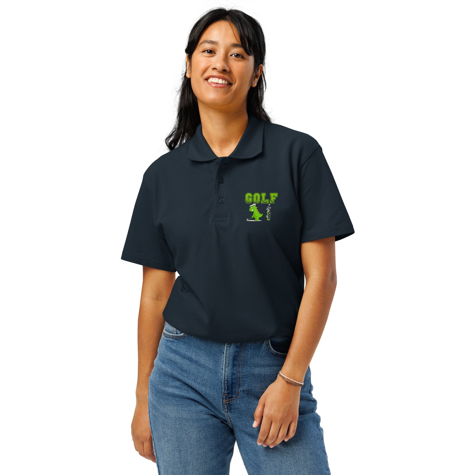 Golf Dino Premium Pique Polo Shirt - Image 44