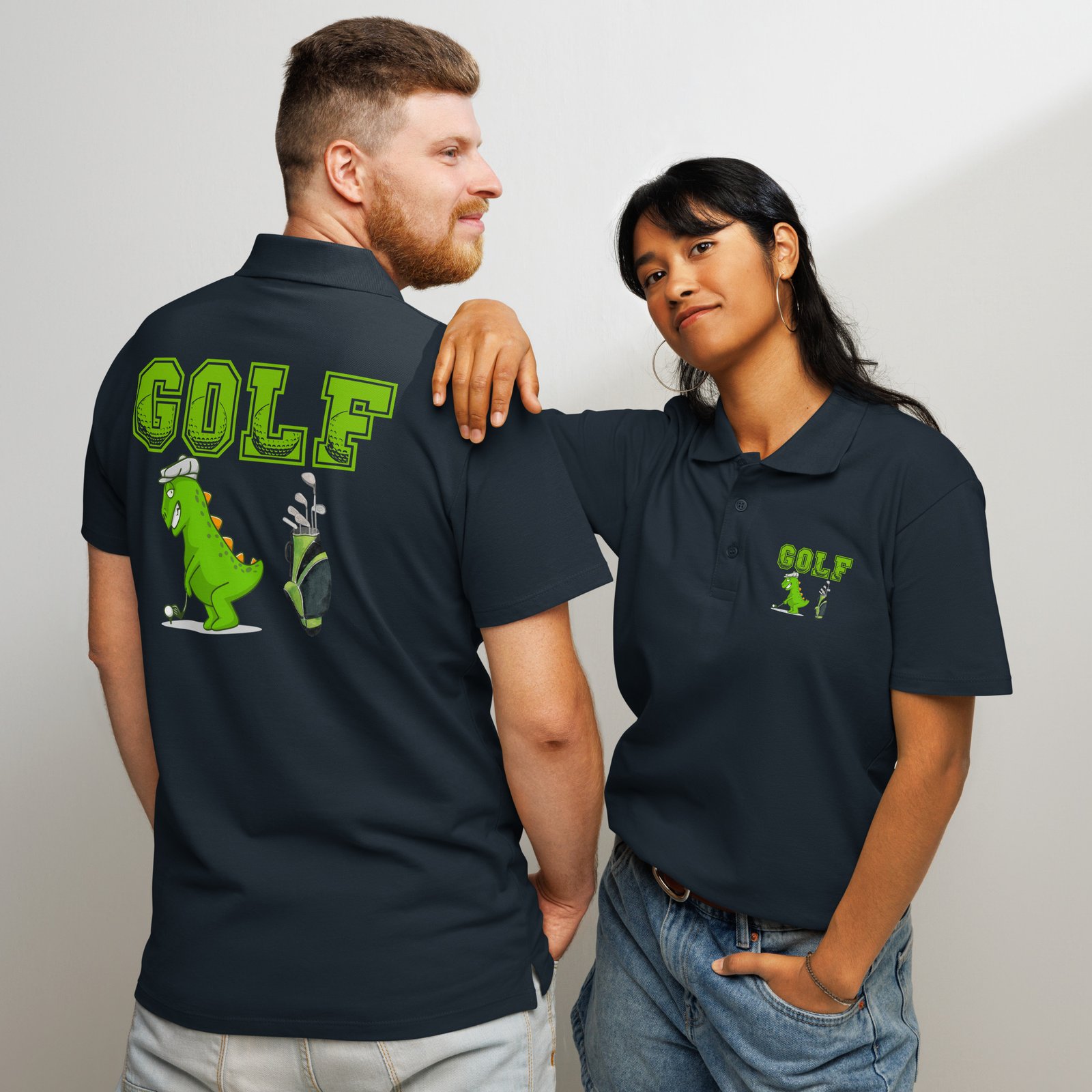 Golf Dino Premium Pique Polo Shirt - Image 58