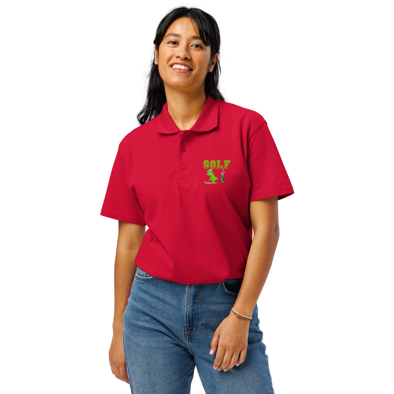 Golf Dino Premium Pique Polo Shirt - Image 45