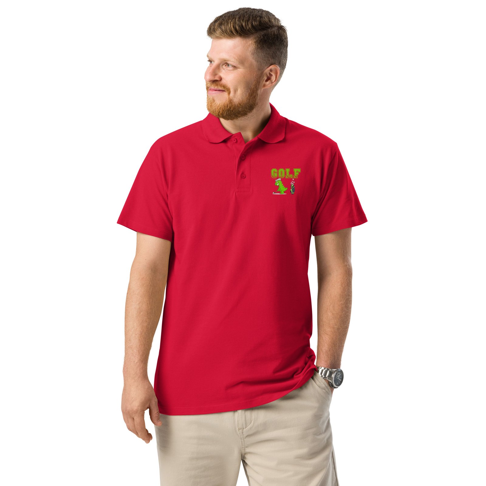 Golf Dino Premium Pique Polo Shirt - Image 31