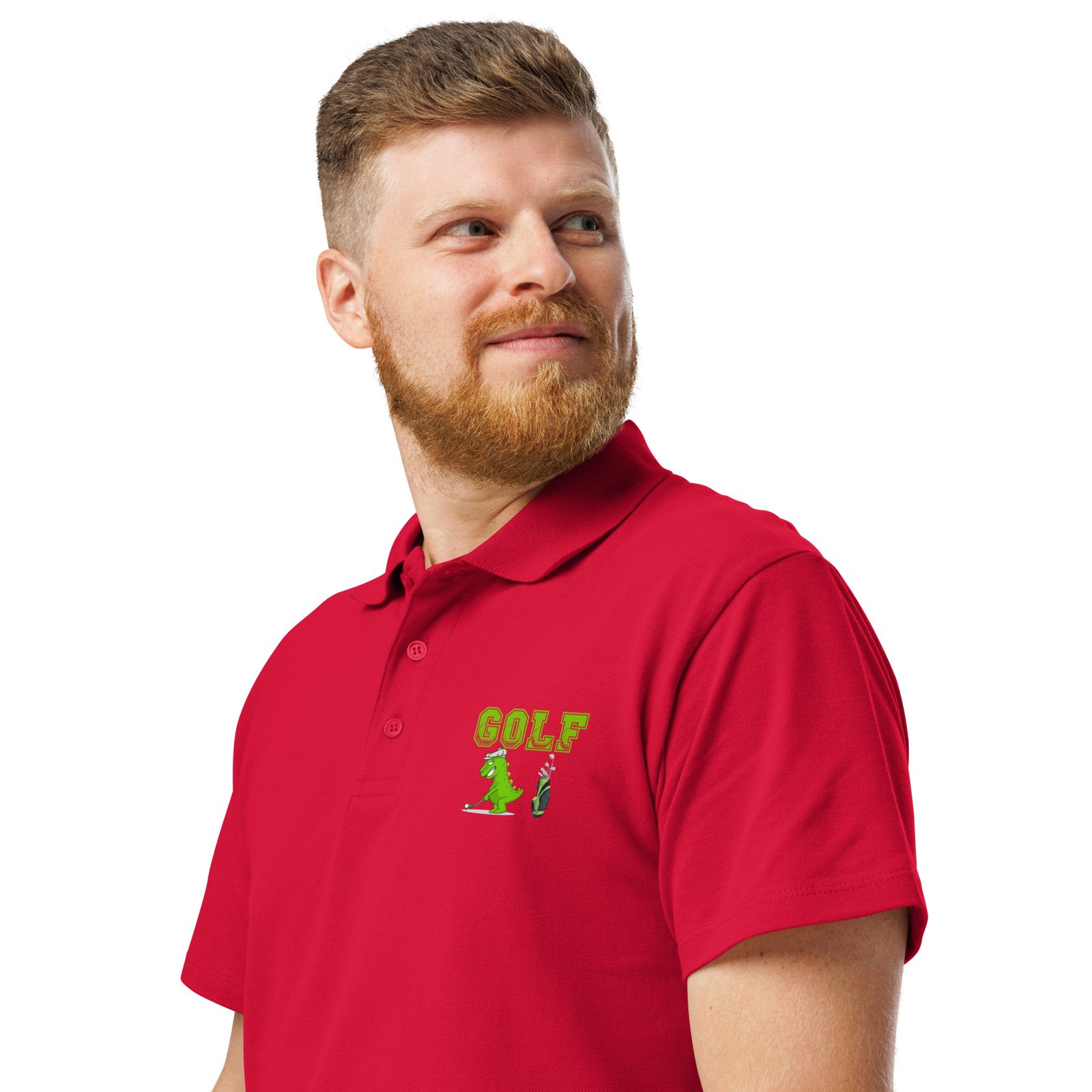 Golf Dino Premium Pique Polo Shirt - Image 38