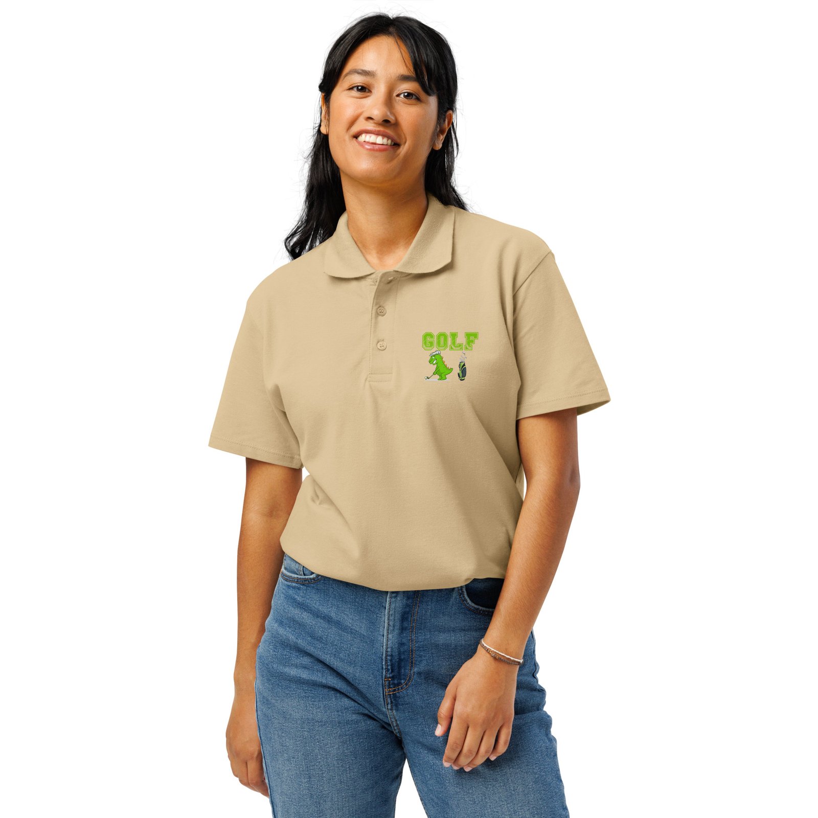 Golf Dino Premium Pique Polo Shirt - Image 48