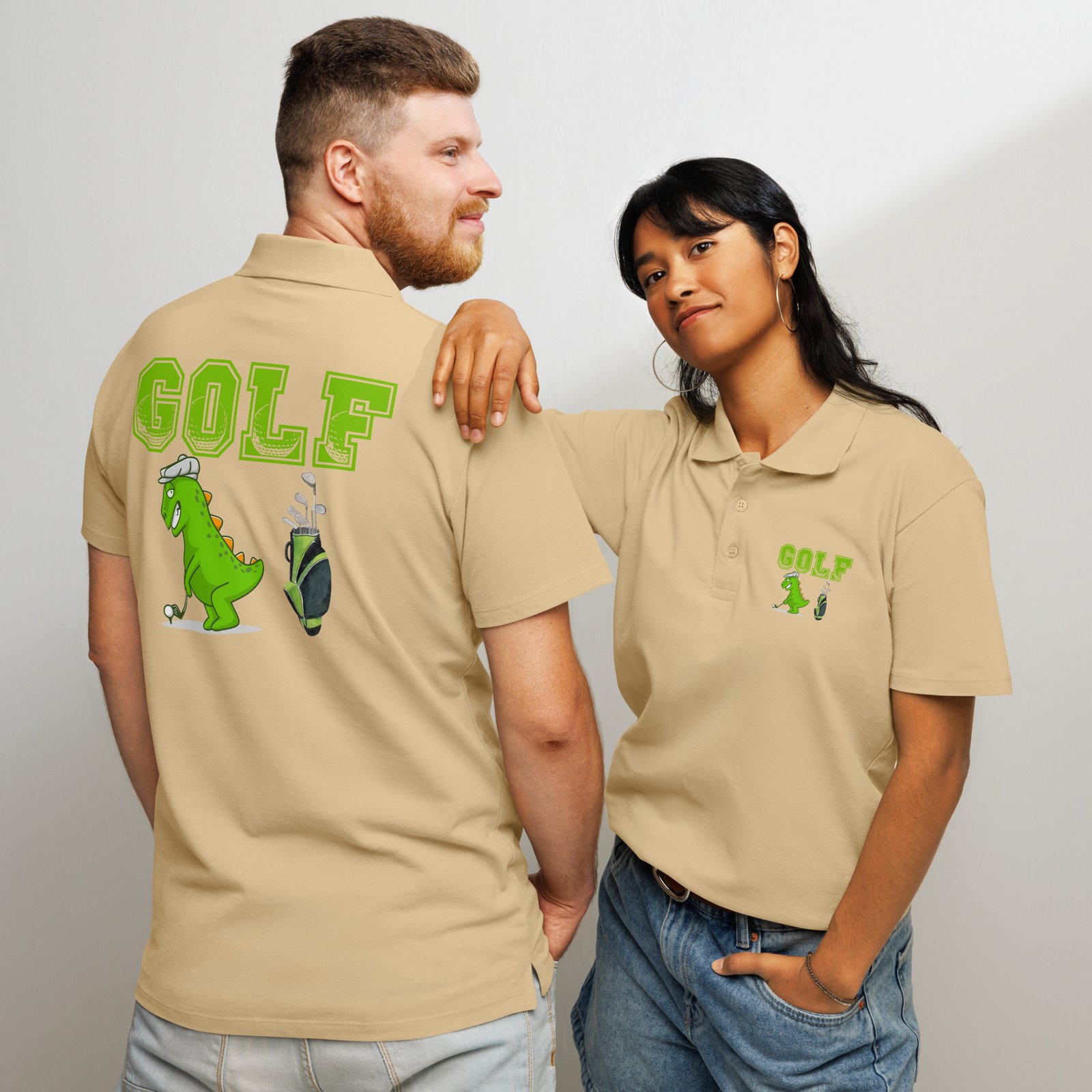 Golf Dino Premium Pique Polo Shirt - Image 62