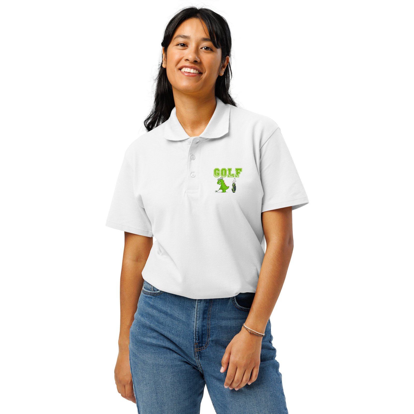 Golf Dino Premium Pique Polo Shirt - Image 49