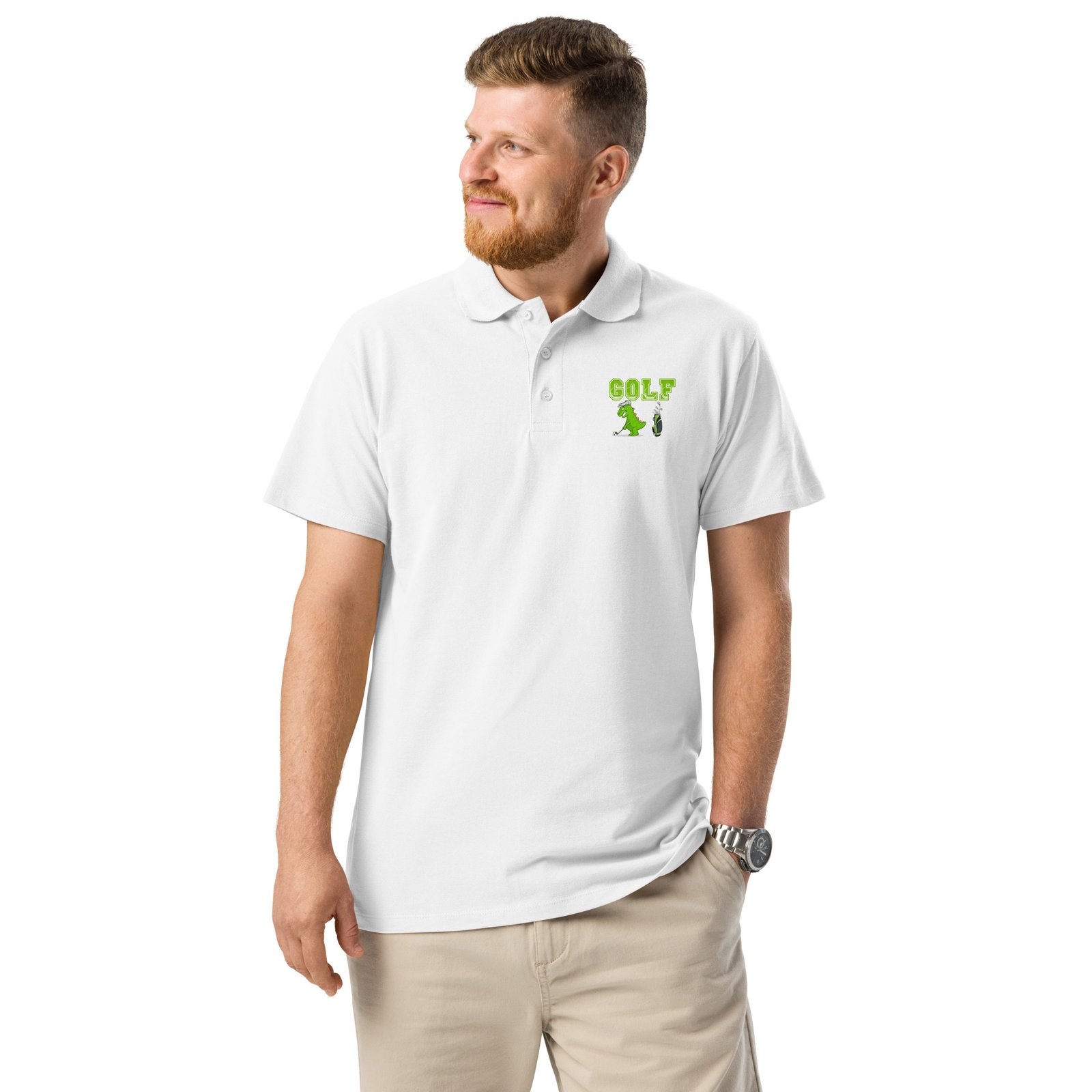 Golf Dino Premium Pique Polo Shirt - Image 35