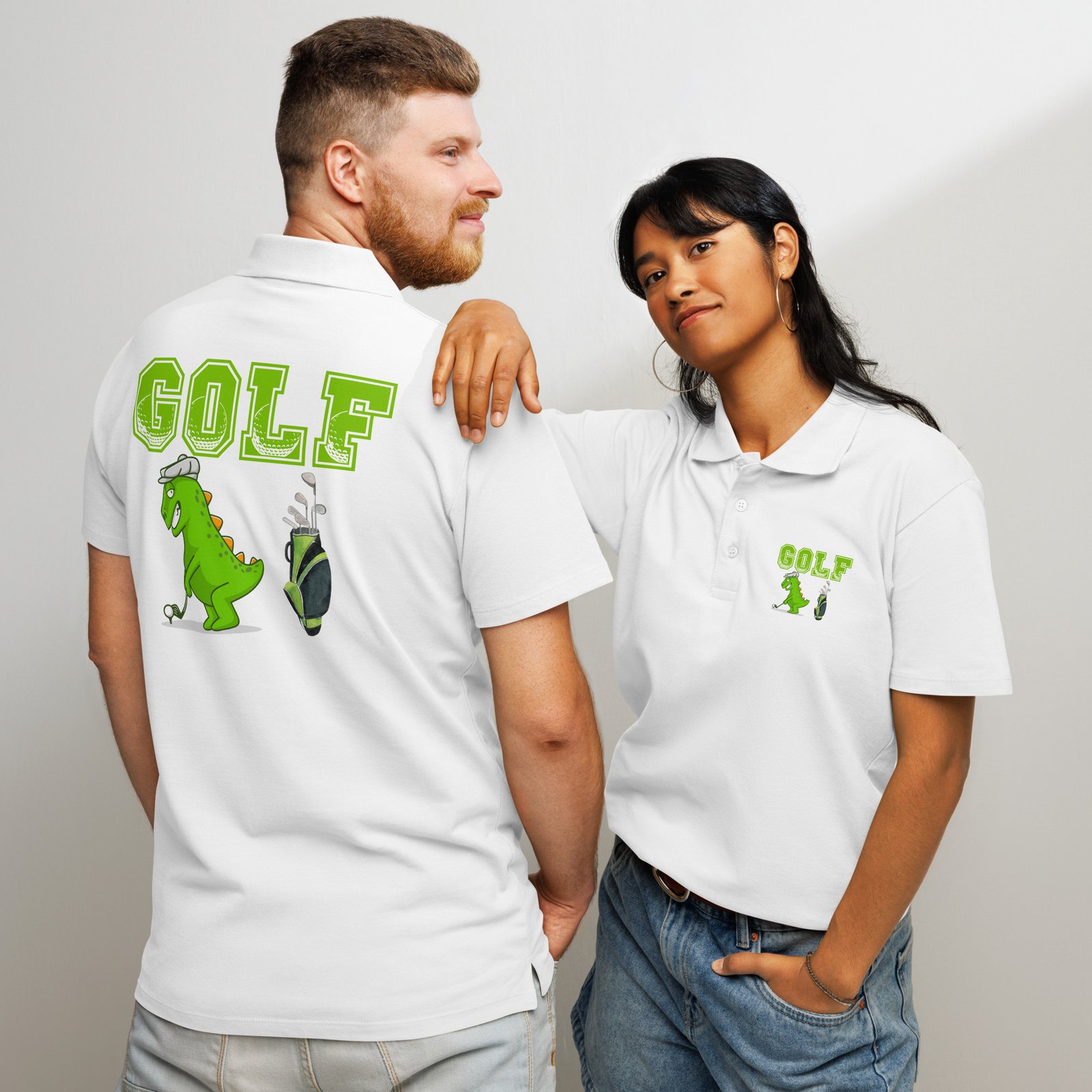 Golf Dino Premium Pique Polo Shirt - Image 63